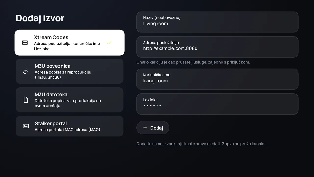 Zapvo na Android TV-u: prijava putem Xtream Codes, adresa poslužitelja, korisničko ime i lozinka
