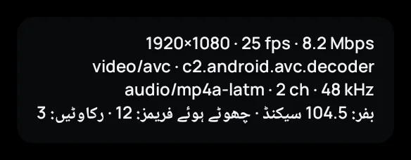 ‏Zapvo میں پلے بیک کے اعداد و شمار: ریزولوشن، ڈیکوڈر، بفر، چھوٹے ہوئے فریم اور رکاوٹیں